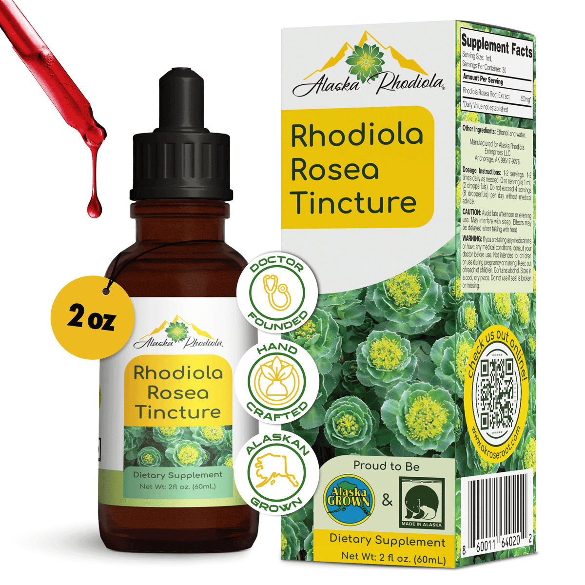 Rhodiola Rosea Tincture – Natural Stress & Energy Support (2 oz)
