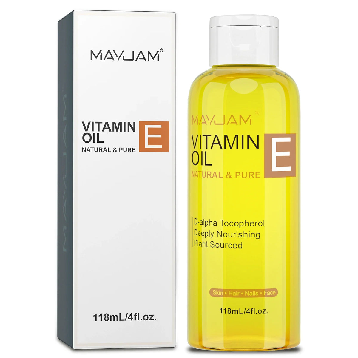 MAYJAM Natural & Pure Vitamin E Oil Skincare Moisturizing Brighten Skin Tone 118ml 236ml Face Care Oil
