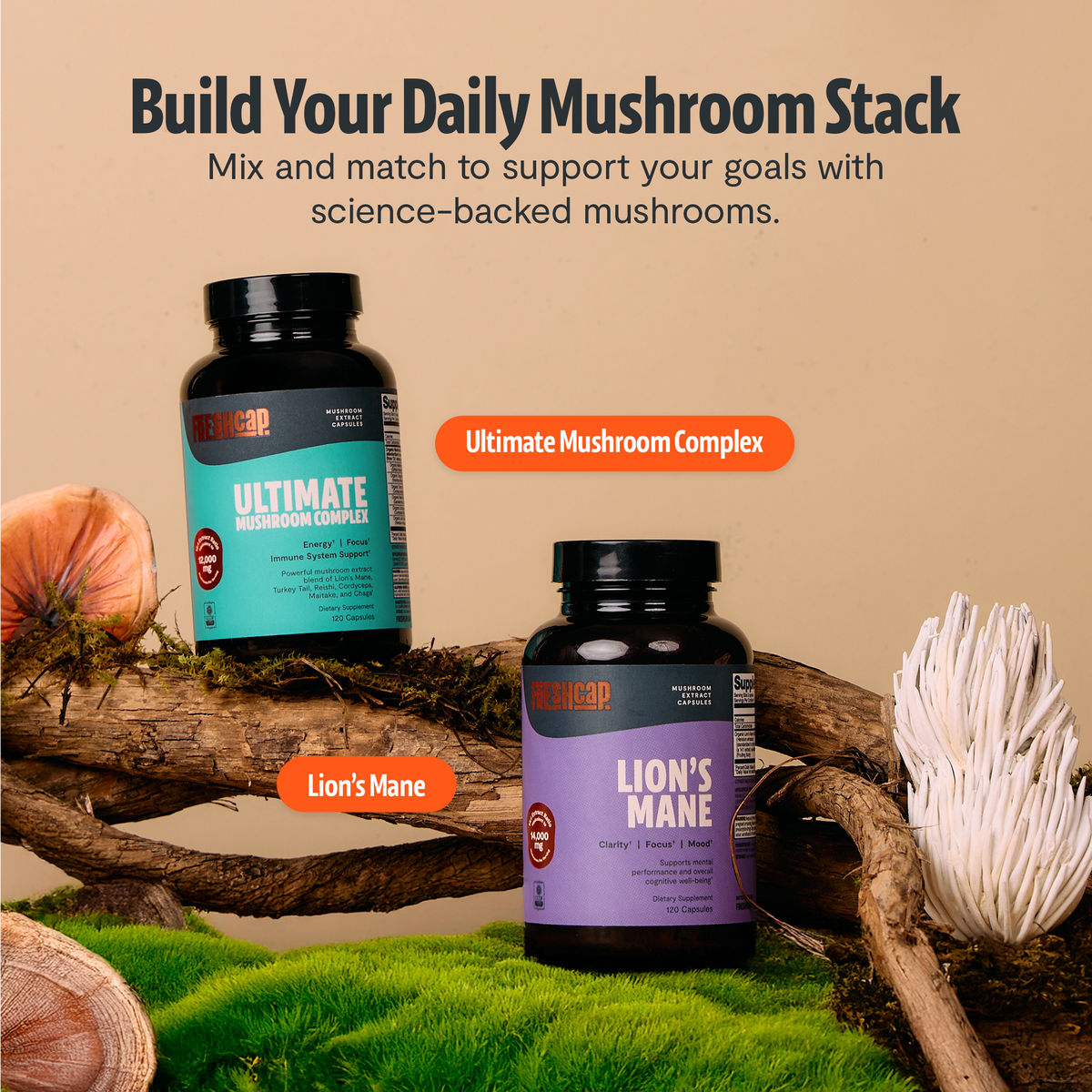 Organic Mushroom Complex Supplement Capsules